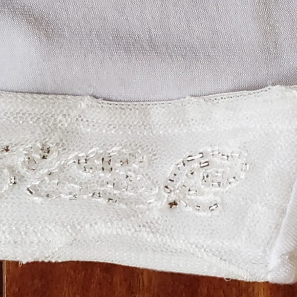WHITE HOUSE BLACK MARKET TANK TOP W/BEADED MESH OVERLAY:PRE-OWNED SOFT WHITE XXS - Picture 13 of 14